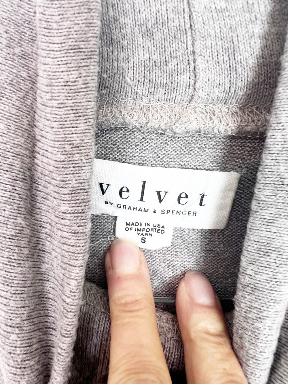 VELVET BY GRAHAM & SPENCER TAUPE TAN MOCK NECK BANDED HEM SHIRT SMALL - Picture 2 of 4